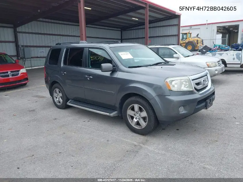 5FNYF4H72BB042605 2011 Honda Pilot Ex-L
