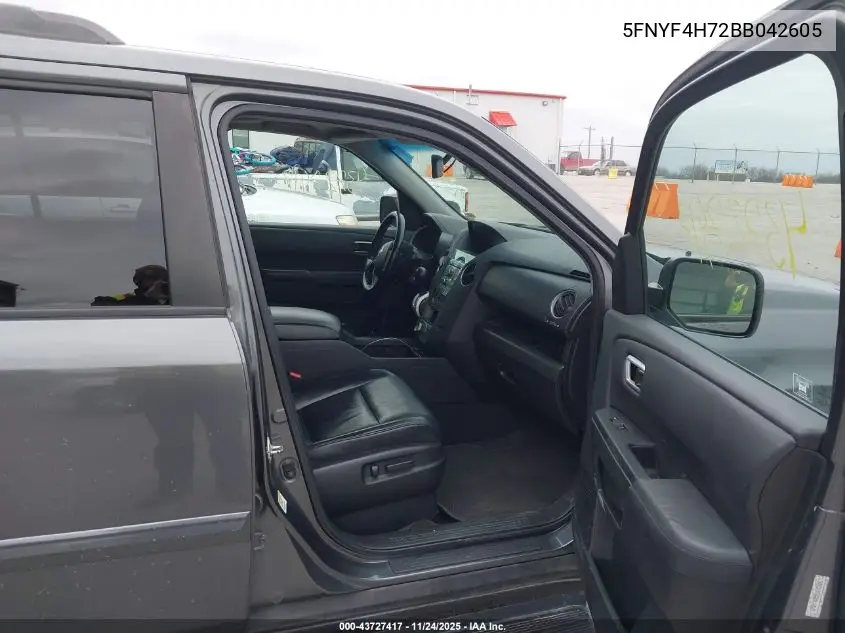 5FNYF4H72BB042605 2011 Honda Pilot Ex-L