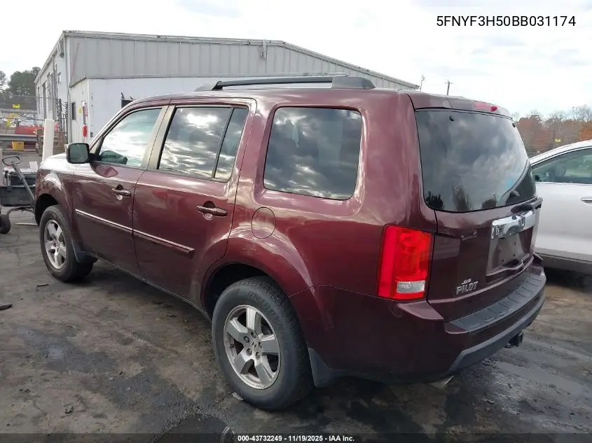 5FNYF3H50BB031174 2011 Honda Pilot Ex-L