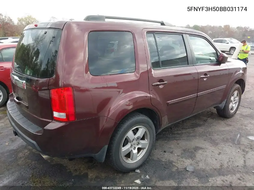 5FNYF3H50BB031174 2011 Honda Pilot Ex-L