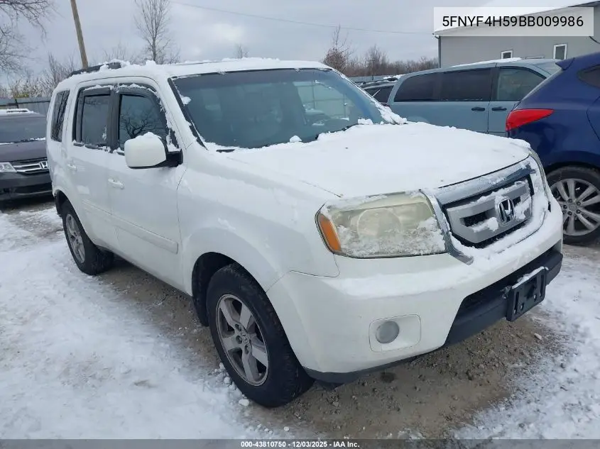 5FNYF4H59BB009986 2011 Honda Pilot Ex-L