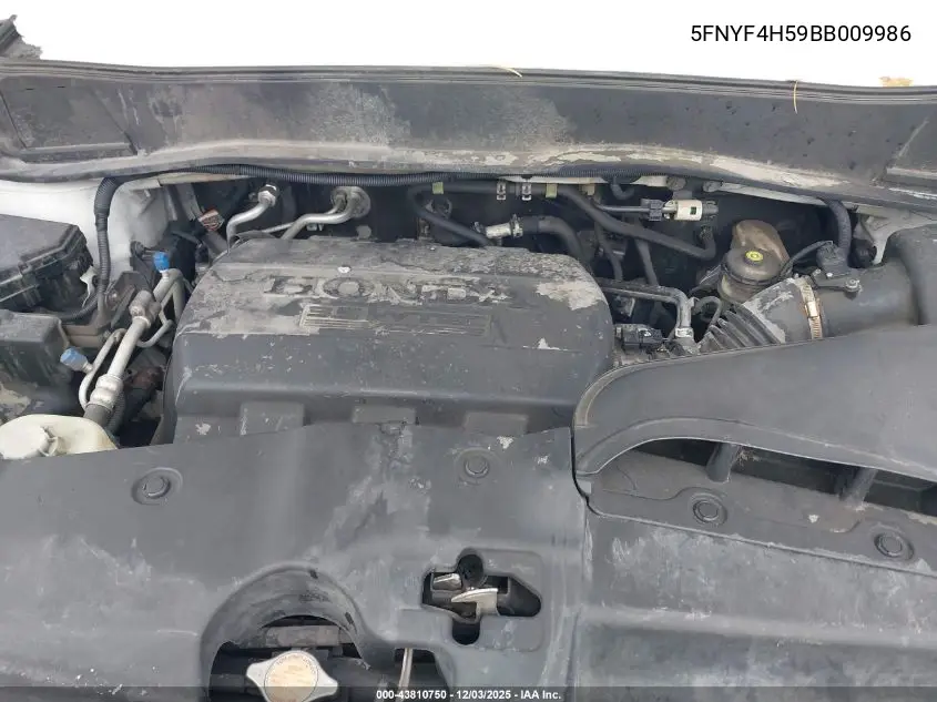 5FNYF4H59BB009986 2011 Honda Pilot Ex-L