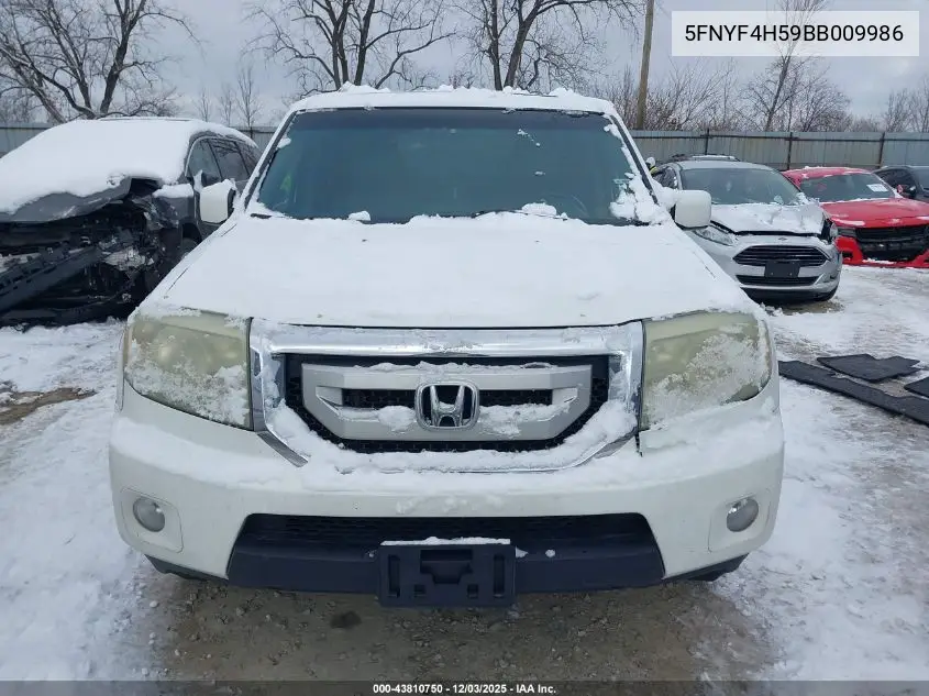 5FNYF4H59BB009986 2011 Honda Pilot Ex-L