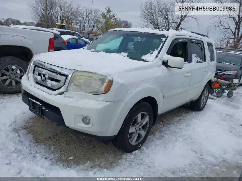 5FNYF4H59BB009986 2011 Honda Pilot Ex-L