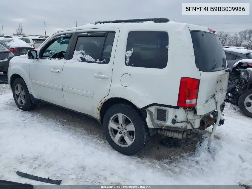 5FNYF4H59BB009986 2011 Honda Pilot Ex-L