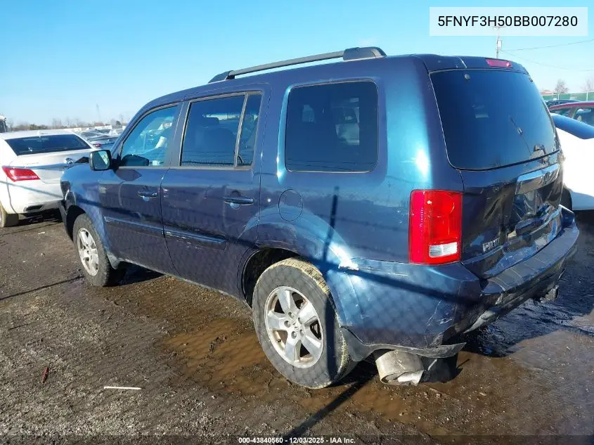 5FNYF3H50BB007280 2011 Honda Pilot Ex-L