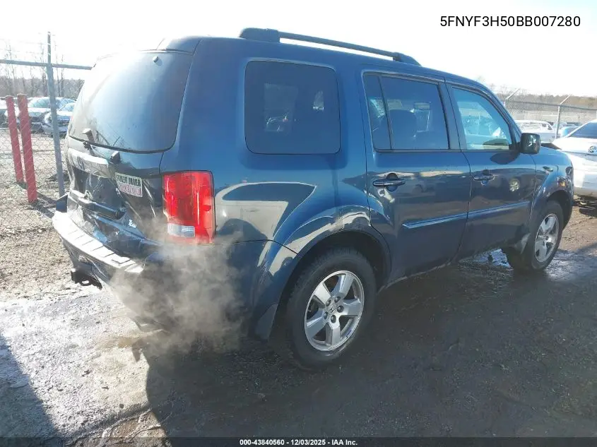 5FNYF3H50BB007280 2011 Honda Pilot Ex-L