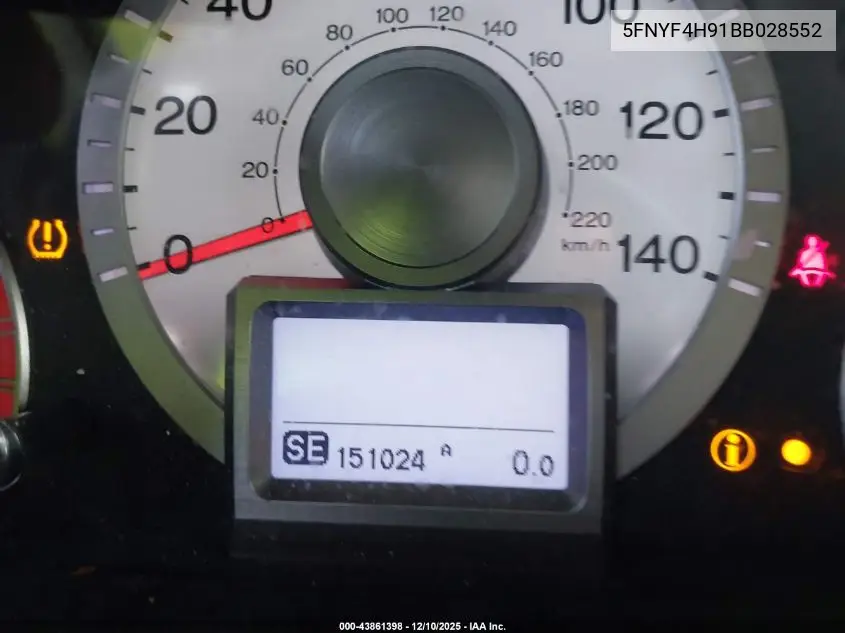 5FNYF4H91BB028552 2011 Honda Pilot Touring