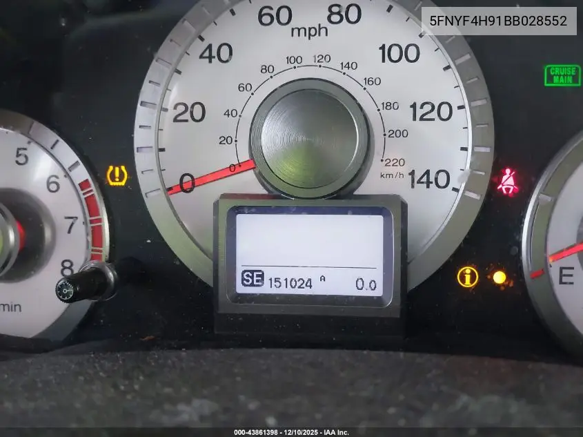 5FNYF4H91BB028552 2011 Honda Pilot Touring