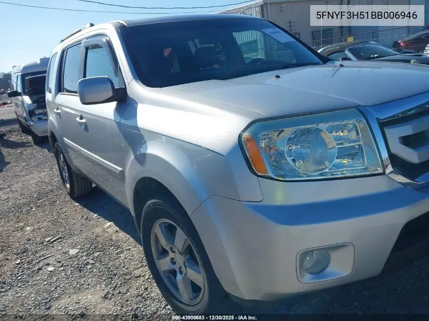5FNYF3H51BB006946 2011 Honda Pilot Ex-L