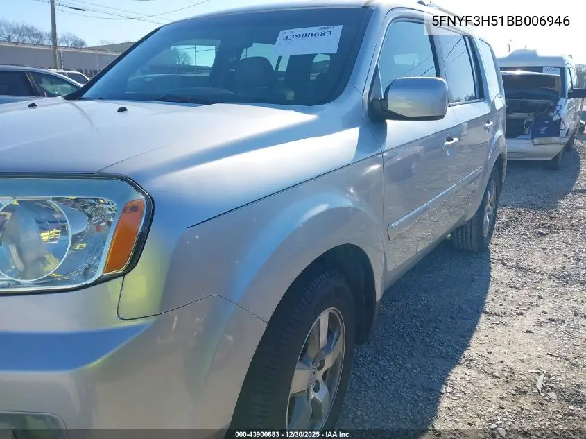 5FNYF3H51BB006946 2011 Honda Pilot Ex-L
