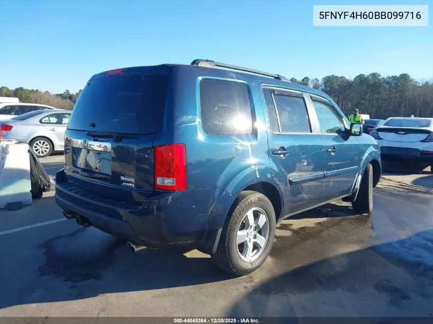 5FNYF4H60BB099716 2011 Honda Pilot Ex-L