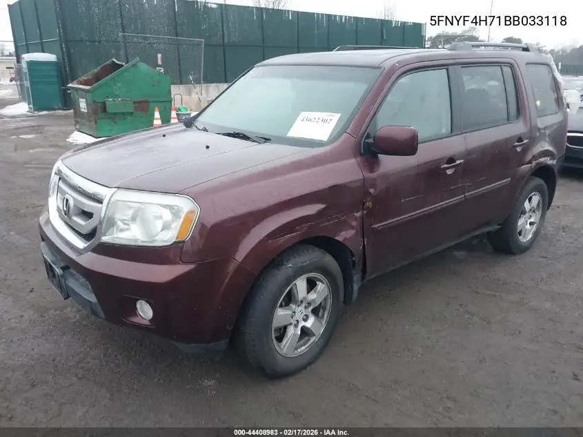 5FNYF4H71BB033118 2011 Honda Pilot Ex-L