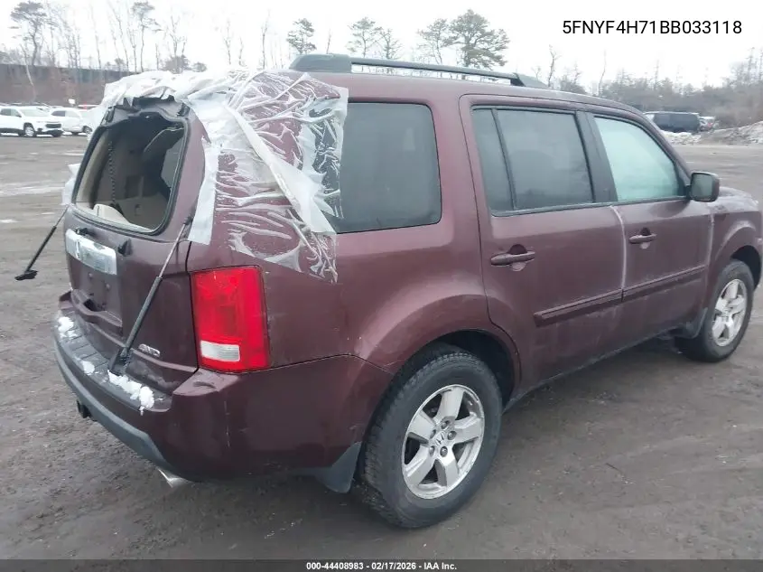 5FNYF4H71BB033118 2011 Honda Pilot Ex-L