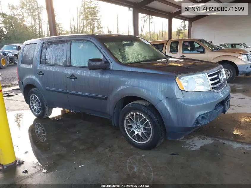5FNYF4H29CB071699 2012 Honda Pilot Lx