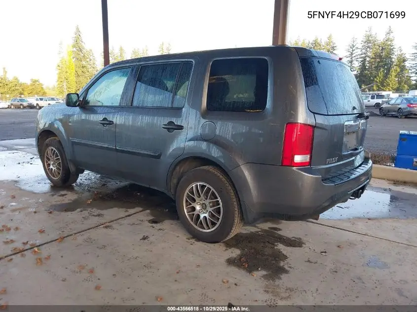 5FNYF4H29CB071699 2012 Honda Pilot Lx
