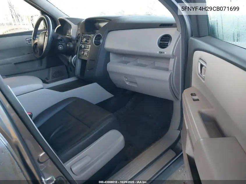 5FNYF4H29CB071699 2012 Honda Pilot Lx