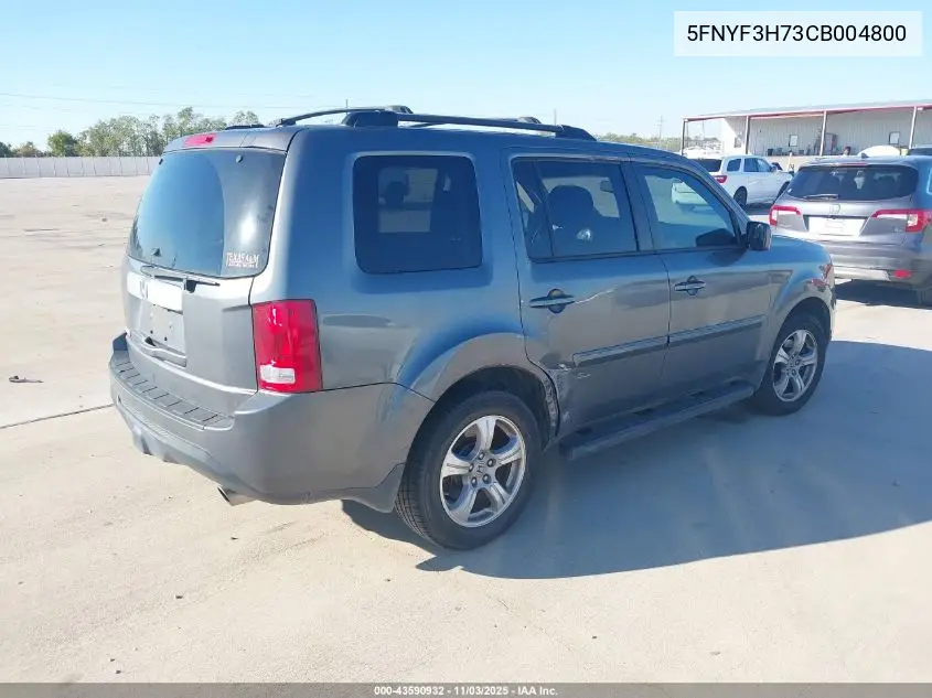 5FNYF3H73CB004800 2012 Honda Pilot Ex-L