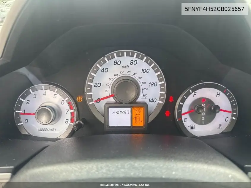 5FNYF4H52CB025657 2012 Honda Pilot Exl