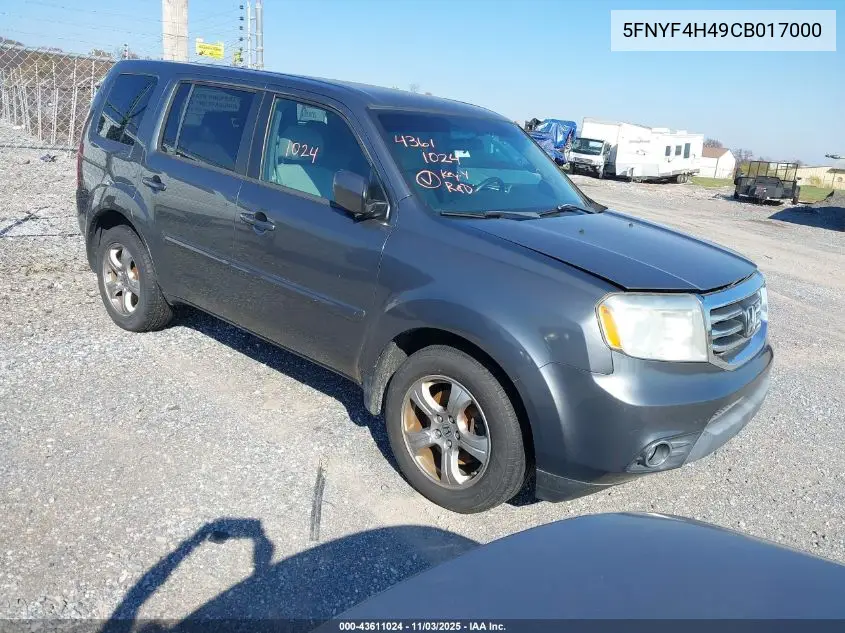 5FNYF4H49CB017000 2012 Honda Pilot Ex