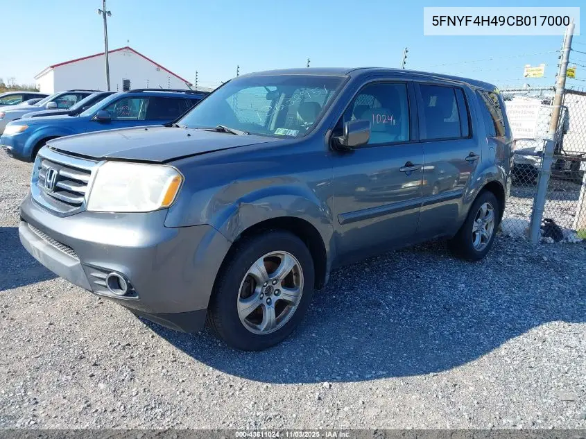 5FNYF4H49CB017000 2012 Honda Pilot Ex