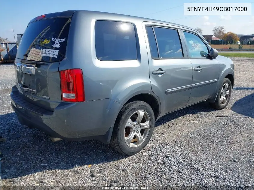 5FNYF4H49CB017000 2012 Honda Pilot Ex