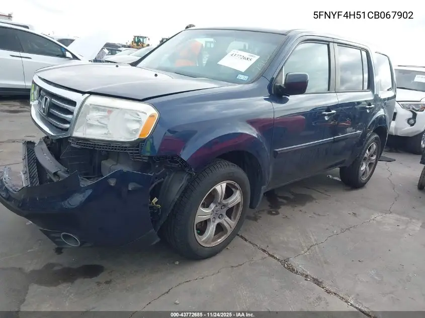 5FNYF4H51CB067902 2012 Honda Pilot Ex-L