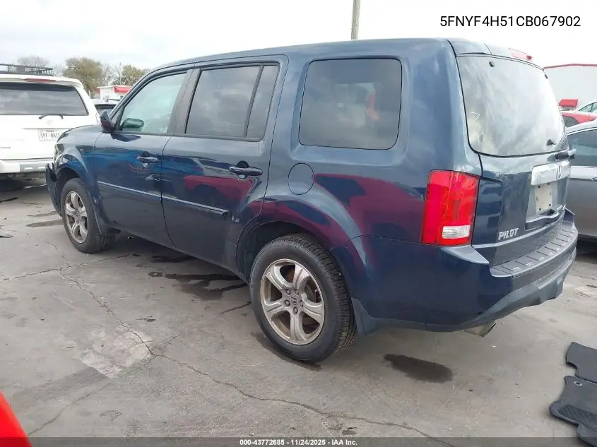 5FNYF4H51CB067902 2012 Honda Pilot Ex-L
