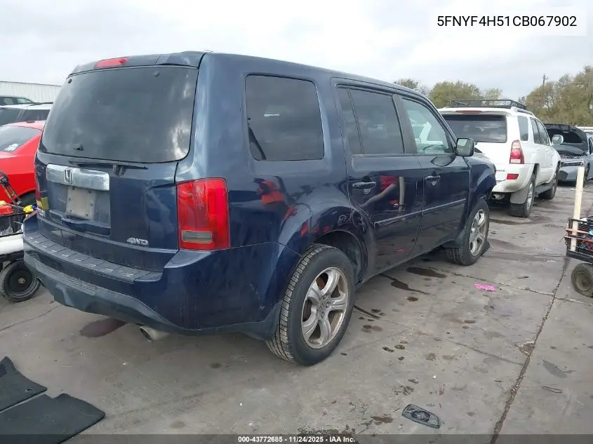 5FNYF4H51CB067902 2012 Honda Pilot Ex-L