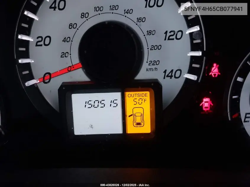5FNYF4H65CB077941 2012 Honda Pilot Ex-L