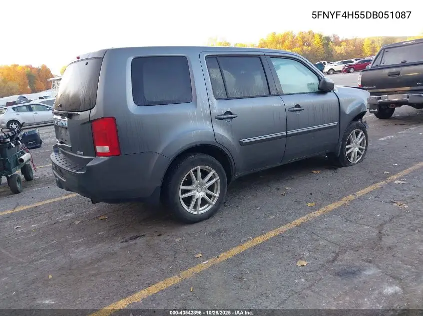 5FNYF4H55DB051087 2013 Honda Pilot Ex-L