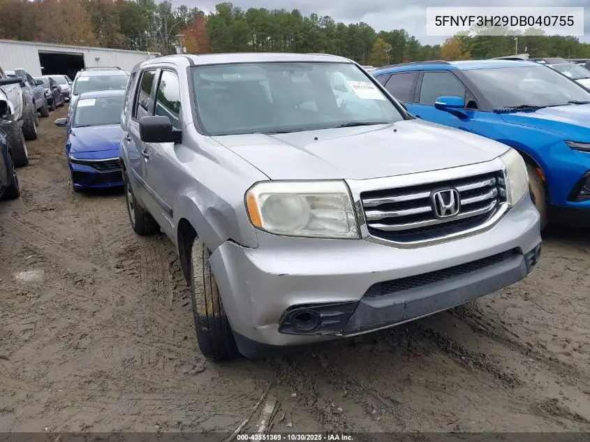 5FNYF3H29DB040755 2013 Honda Pilot Lx