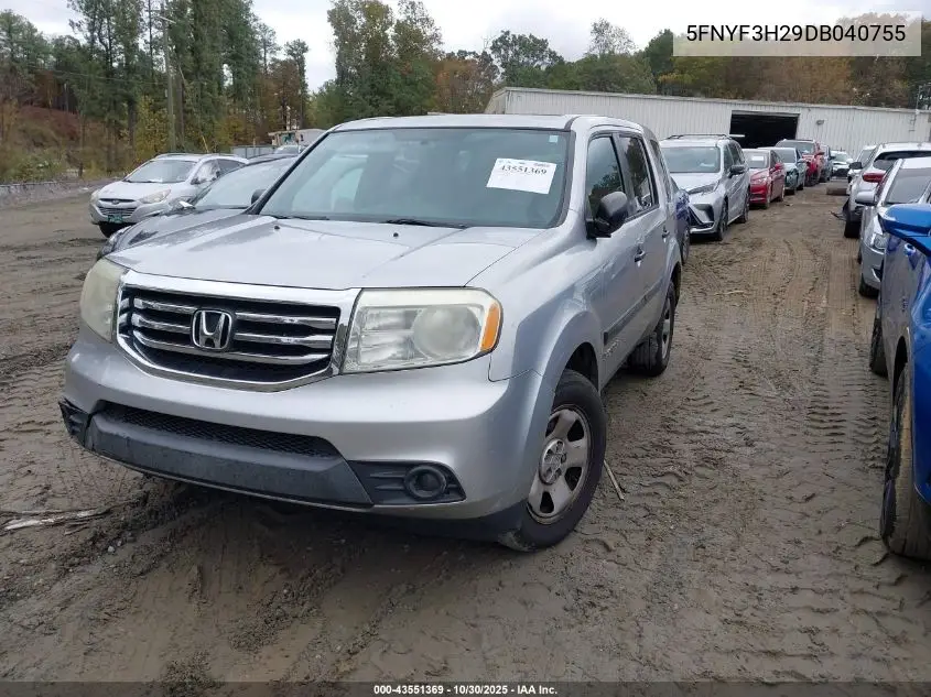 5FNYF3H29DB040755 2013 Honda Pilot Lx