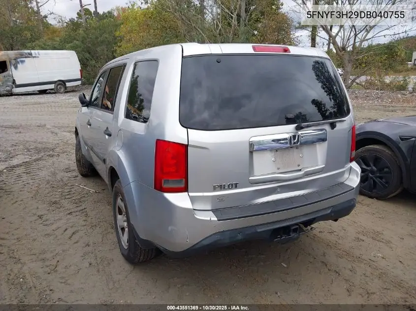 5FNYF3H29DB040755 2013 Honda Pilot Lx