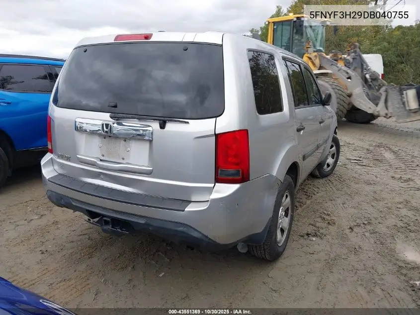 5FNYF3H29DB040755 2013 Honda Pilot Lx