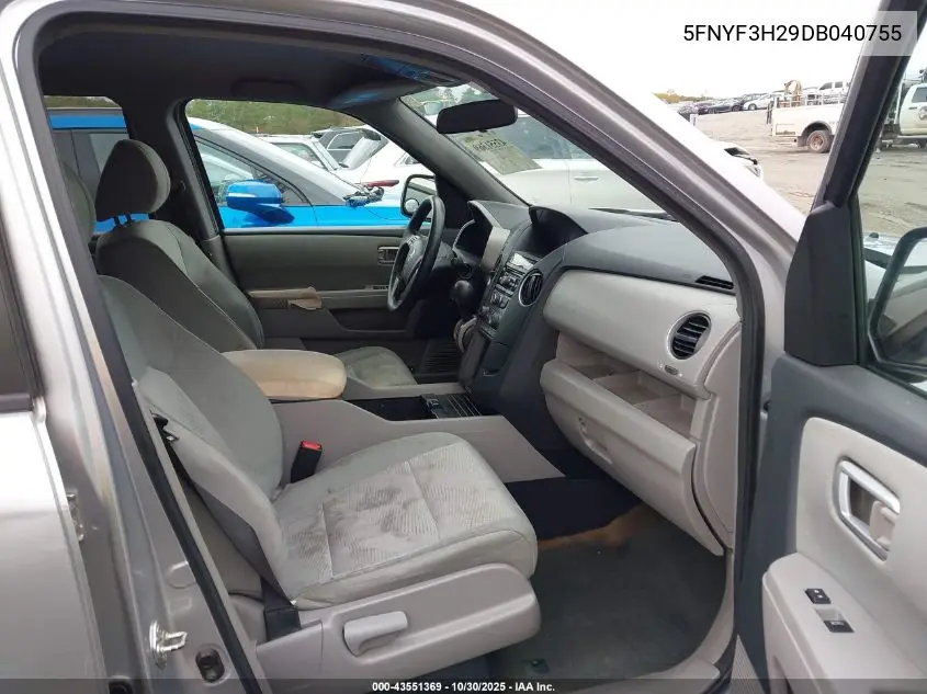 5FNYF3H29DB040755 2013 Honda Pilot Lx
