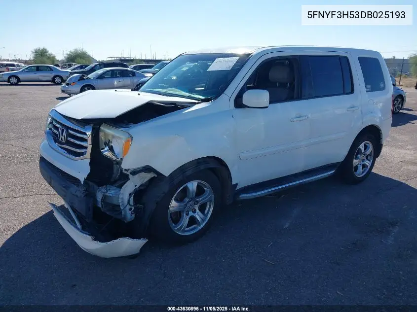5FNYF3H53DB025193 2013 Honda Pilot Ex-L