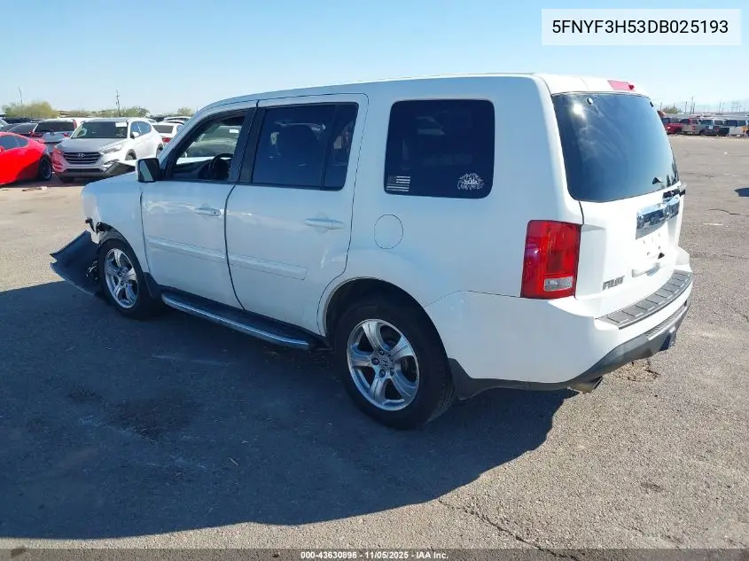 5FNYF3H53DB025193 2013 Honda Pilot Ex-L