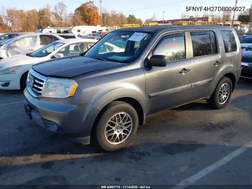 5FNYF4H27DB006027 2013 Honda Pilot Lx