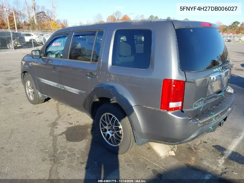 5FNYF4H27DB006027 2013 Honda Pilot Lx