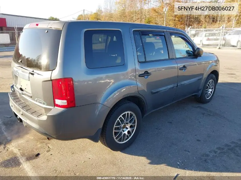 5FNYF4H27DB006027 2013 Honda Pilot Lx