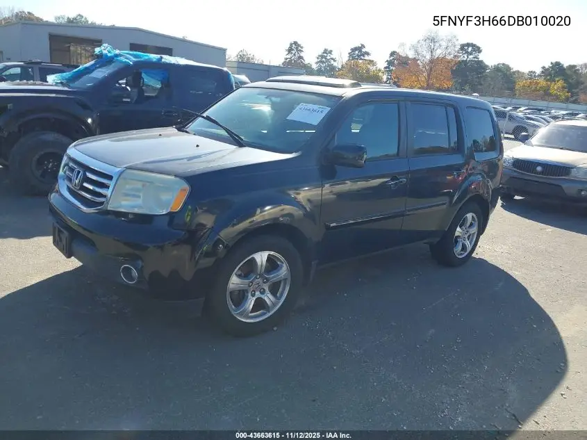 5FNYF3H66DB010020 2013 Honda Pilot Ex-L