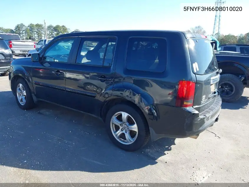 5FNYF3H66DB010020 2013 Honda Pilot Ex-L