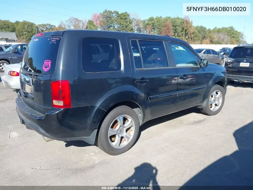 5FNYF3H66DB010020 2013 Honda Pilot Ex-L