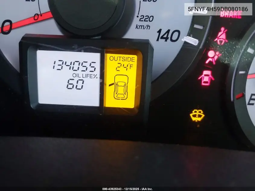 5FNYF4H59DB080186 2013 Honda Pilot Ex-L