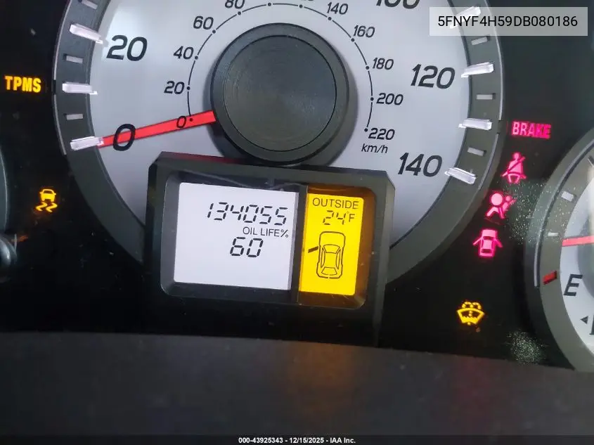 5FNYF4H59DB080186 2013 Honda Pilot Ex-L