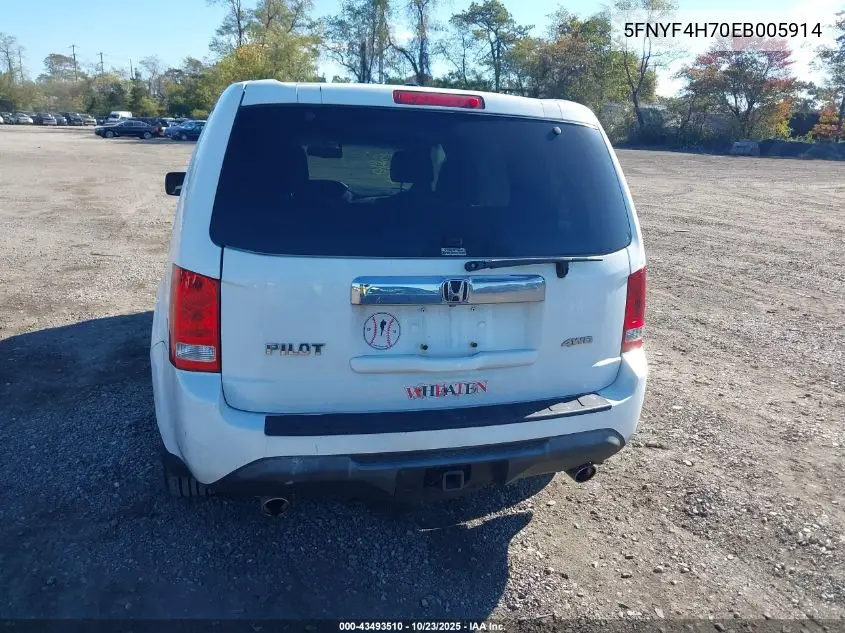 5FNYF4H70EB005914 2014 Honda Pilot Ex-L