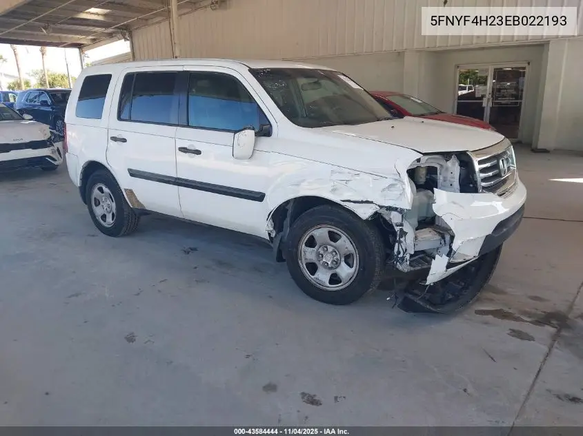 5FNYF4H23EB022193 2014 Honda Pilot Lx