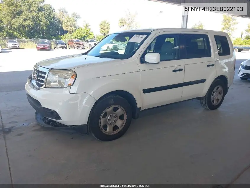 5FNYF4H23EB022193 2014 Honda Pilot Lx