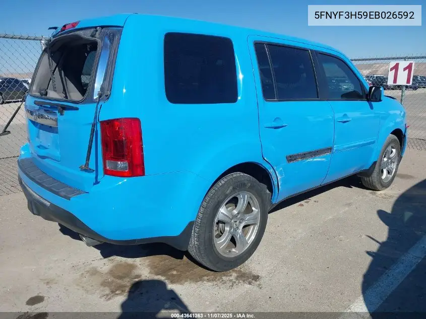 5FNYF3H59EB026592 2014 Honda Pilot Ex-L